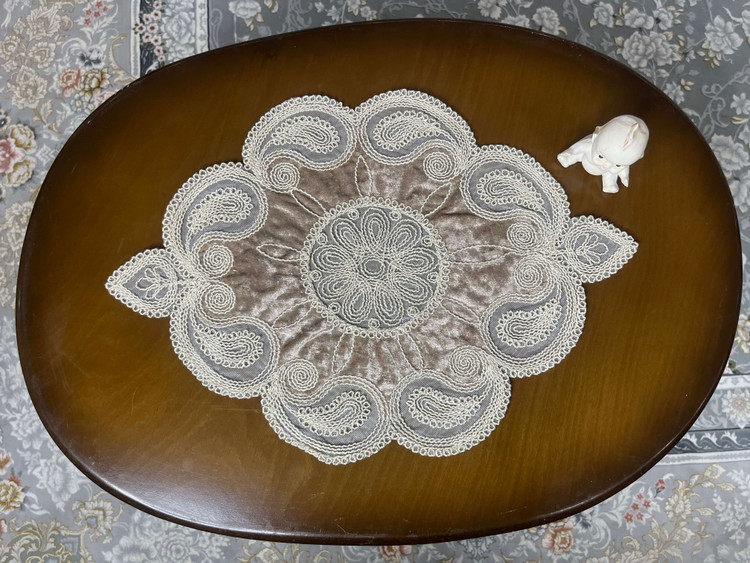 رومیزی ترک گیپور 3 تکه رنگ نسکافه ای