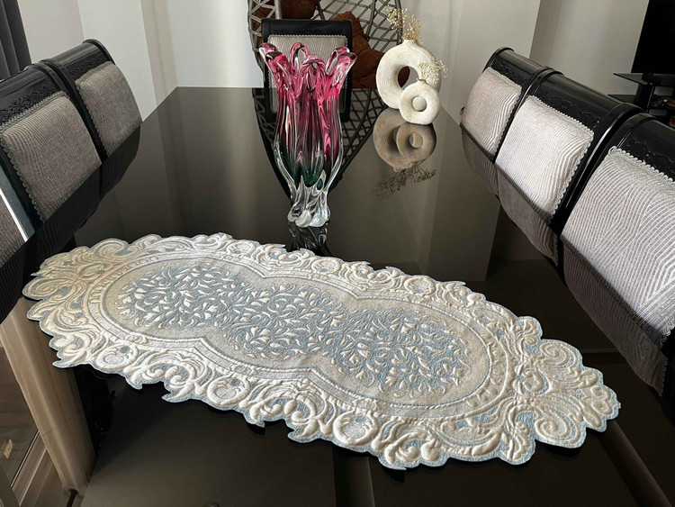 رومیزی شانل مخمل 4 تکه رنگ سبز