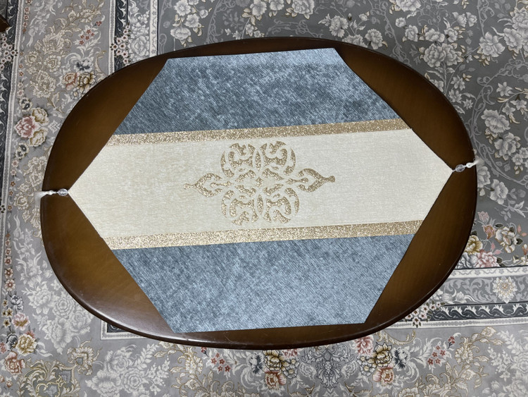رومیزی مخمل رزین 3 تکه رنگ طوسی
