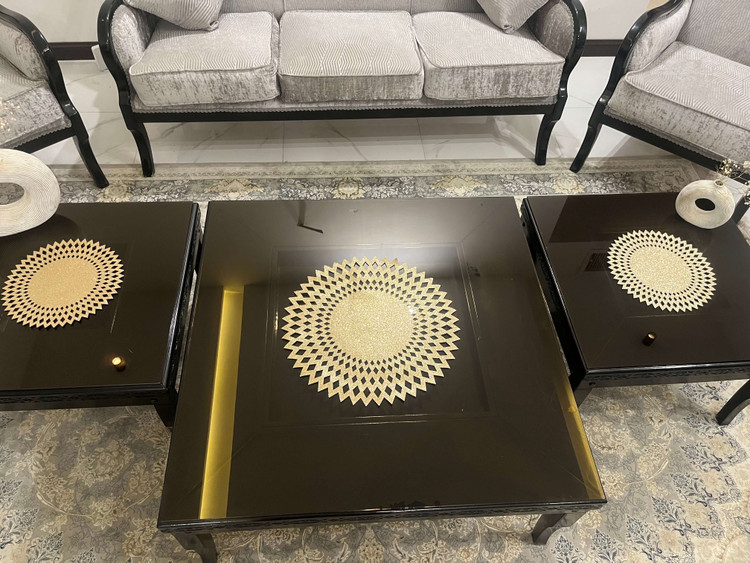 رومیزی گرد اکلیلی شاین سه تکه