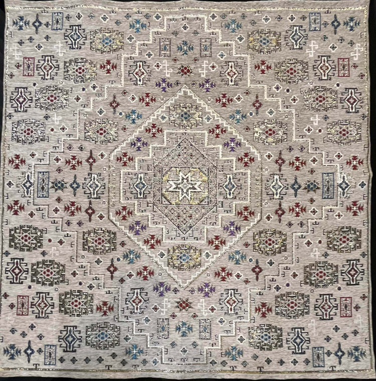 رومیزی مربع جاجیمی سنتی رنگ نسکافه ای