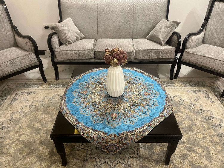 رومیزی مربع رنگین کمان رنگ آبی