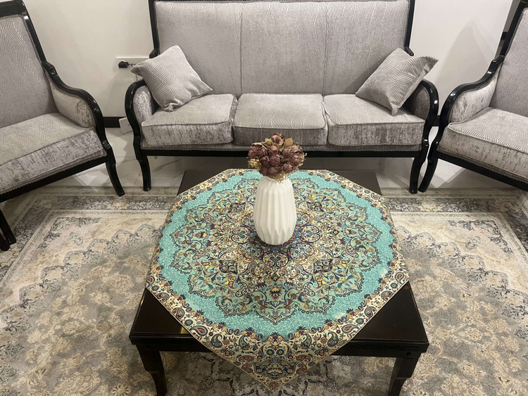 رومیزی مربع رنگین کمان رنگ سبز