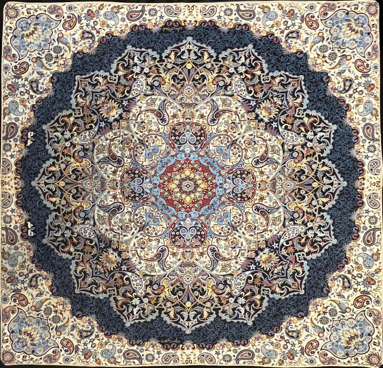 رومیزی مربع رنگین کمان رنگ سرمه ای، آبی