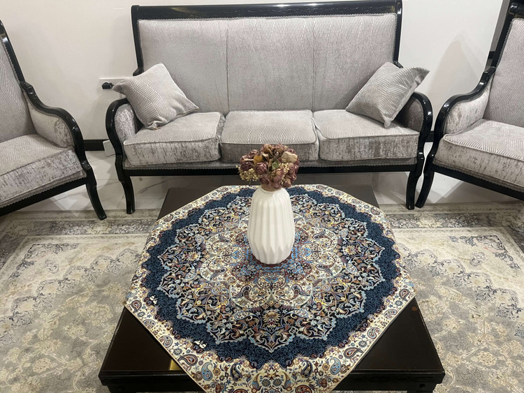 رومیزی مربع رنگین کمان رنگ سرمه ای، آبی
