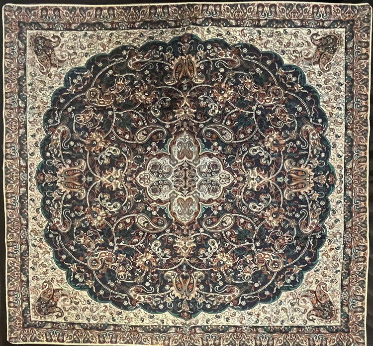 رومیزی مربع ترمه رنگ سرمه ای، آبی