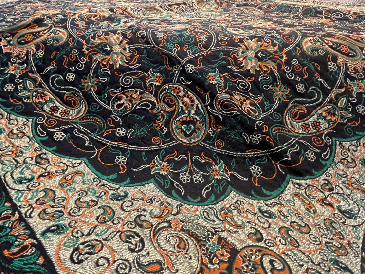 رومیزی مربع ترمه رنگ سرمه ای، آبی