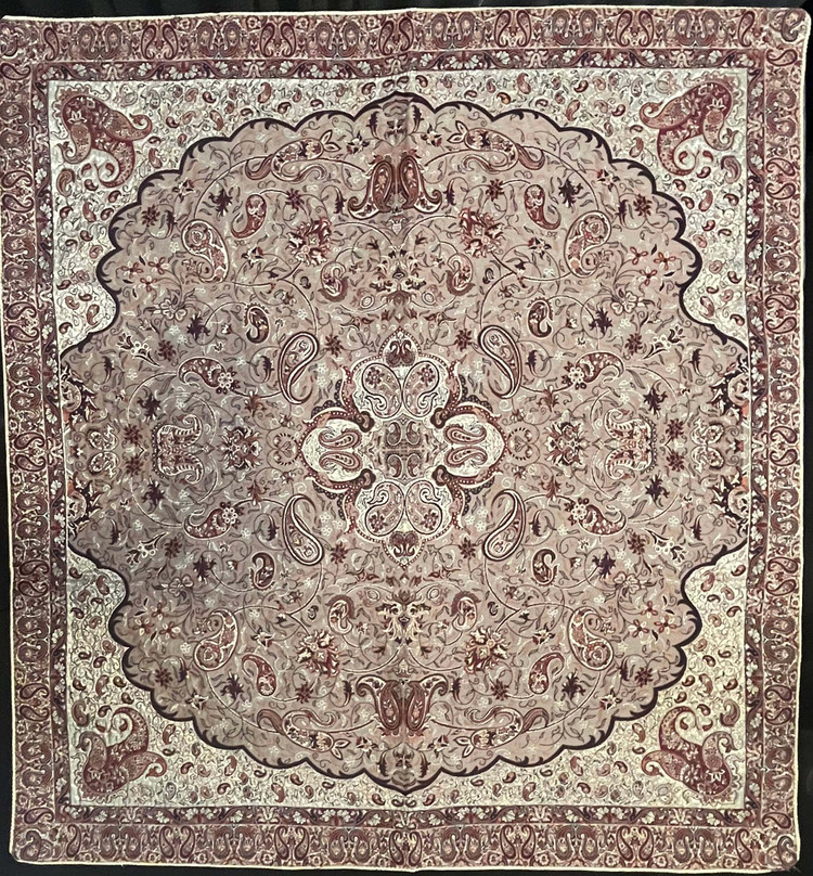 رومیزی مربع ترمه رنگ نسکافه ای