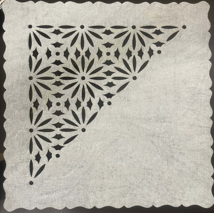 رومیزی عسلی مخمل طرح ستاره رنگ طوسی
