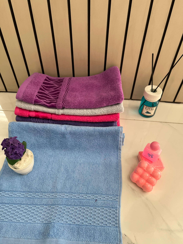 حوله دست و صورت نخی بهباف آذر طرح کندو- آبی آسمانی