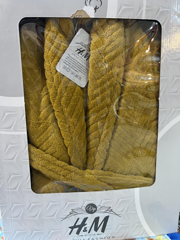 حوله تن پوش تک گِرَم بالا H&M رنگ خردلی (زرد تیره)